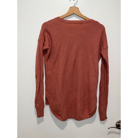 Madewell Dark Orange Long Sleeves Waffle knit Pullover Sweater Women's Size XS - Picture 5 of 9